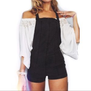 RVCA denim overall shorts